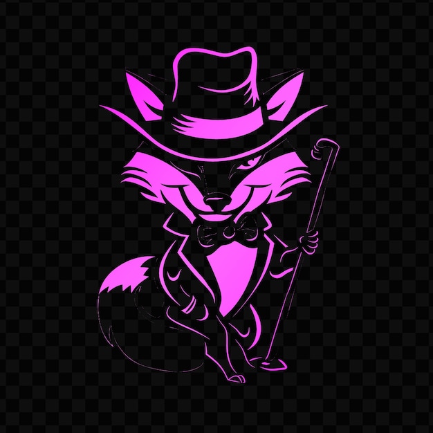 PSD logotipo da mascote sly fox com um chapéu e bengala projetado com uma t-shirt psd vetorial de tinta de tatuagem vint
