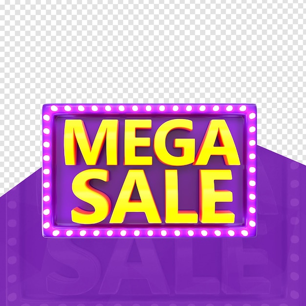 PSD logotipo da mega sale 3d isolado