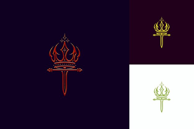 PSD logotipo da rainha medieval com uma coroa e cetro para decorações template design psd vector tshirt art