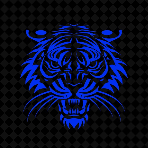 PSD logotipo da tribo do tigre feroce com listras de tigre e desenhos minimalistas tri-creativos vetoriais