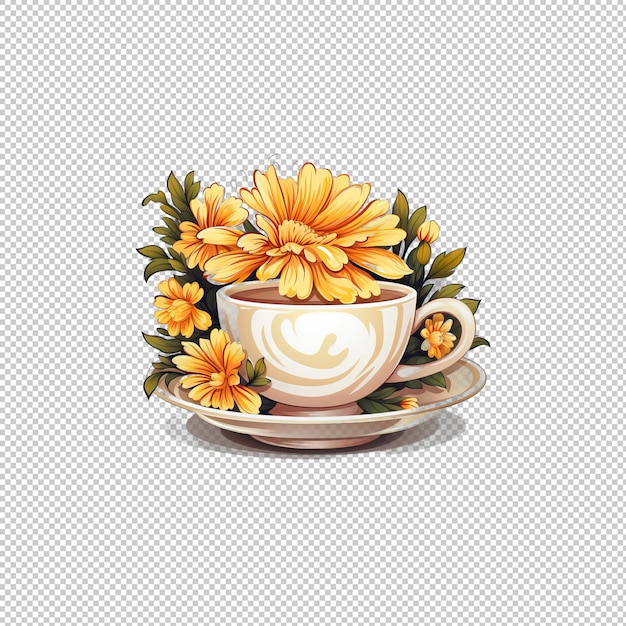PSD logotipo de adesivo chrysanthemum tea isolado backgr