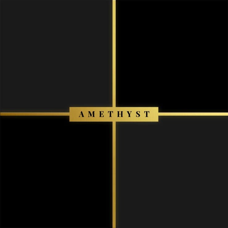 PSD logotipo de ametista desenho geométrico dourado e preto