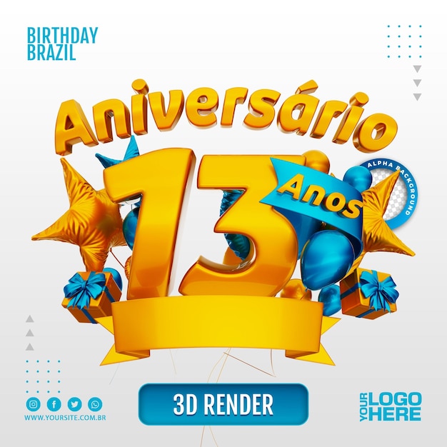 logotipo de aniversário 3D para empresas e eventos