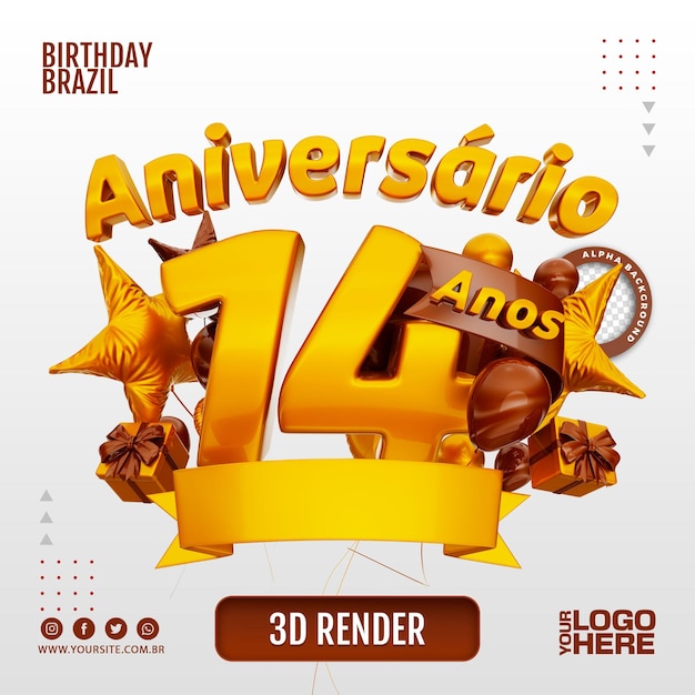logotipo de aniversário 3D para empresas e eventos