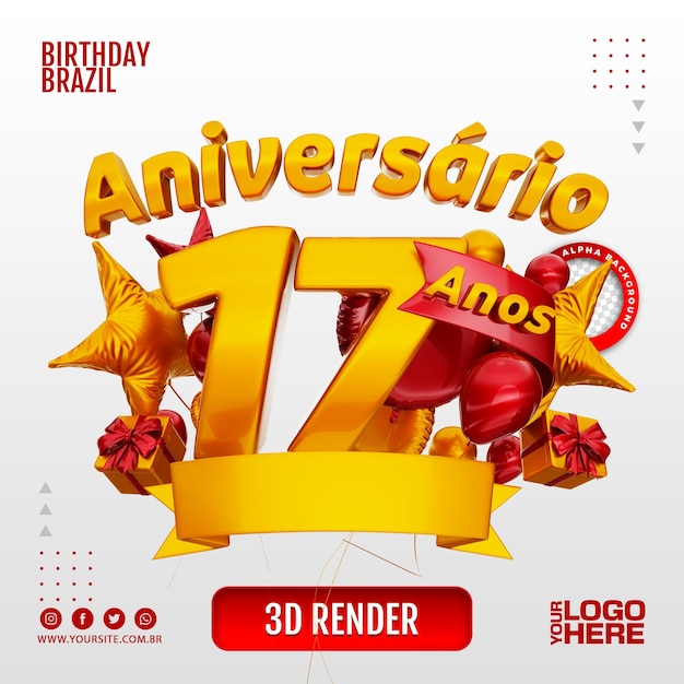 logotipo de aniversário 3D para empresas e eventos