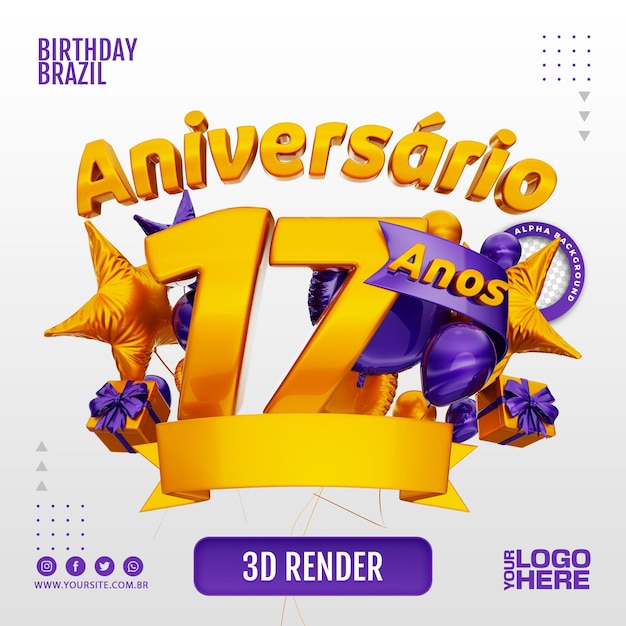 Logotipo de aniversário 3d para empresas e eventos