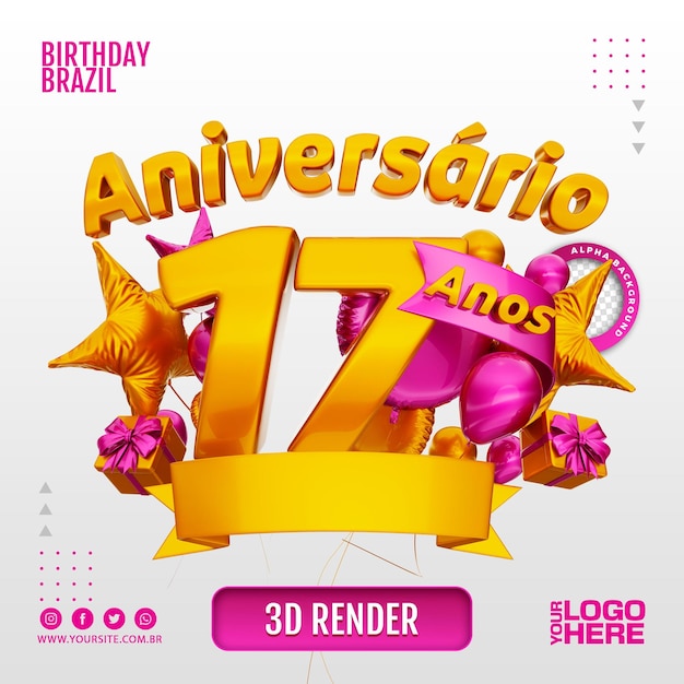 PSD logotipo de aniversário 3d para empresas e eventos