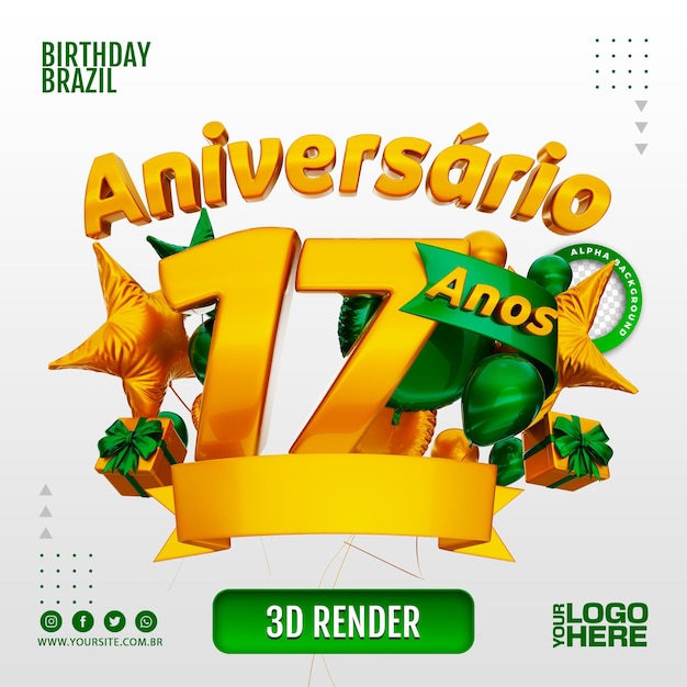 PSD logotipo de aniversário 3d para empresas e eventos