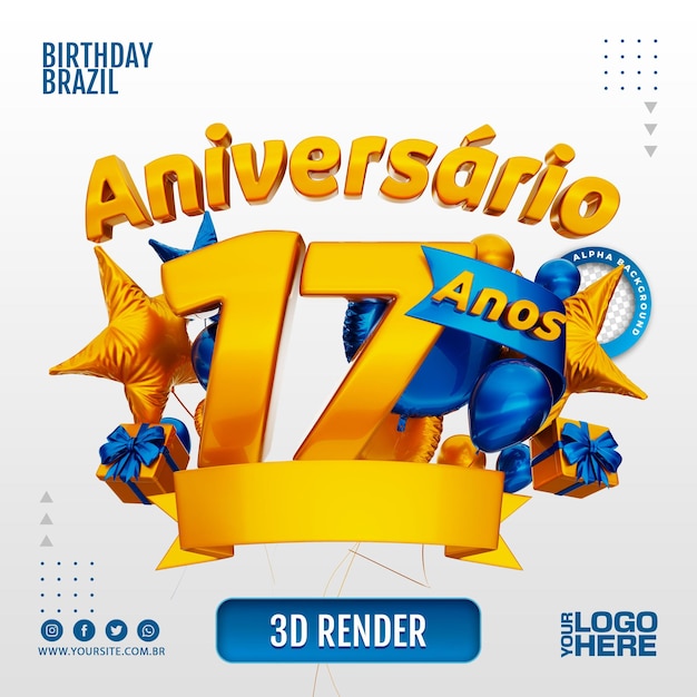logotipo de aniversário 3D para empresas e eventos