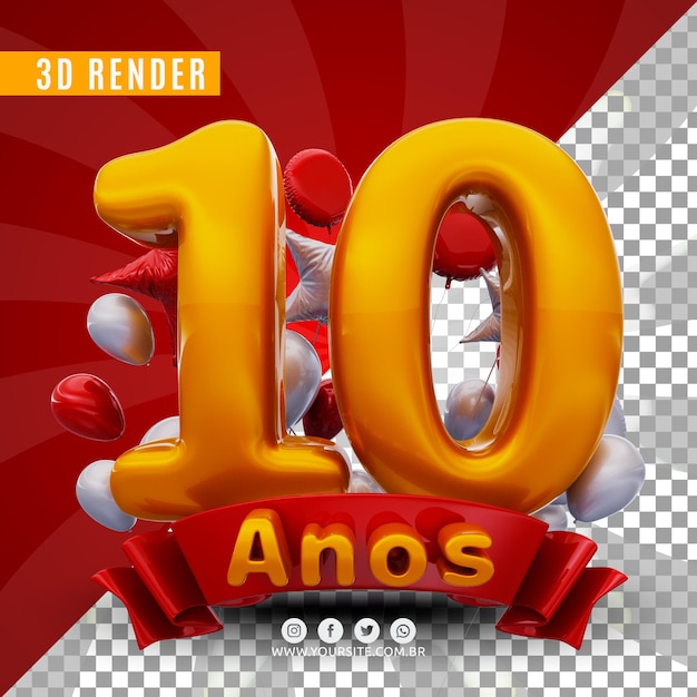 logotipo de aniversário 3D para empresas e eventos