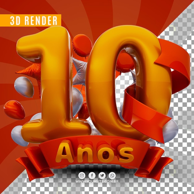 logotipo de aniversário 3D para empresas e eventos