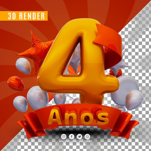 PSD logotipo de aniversário 3d para empresas e eventos