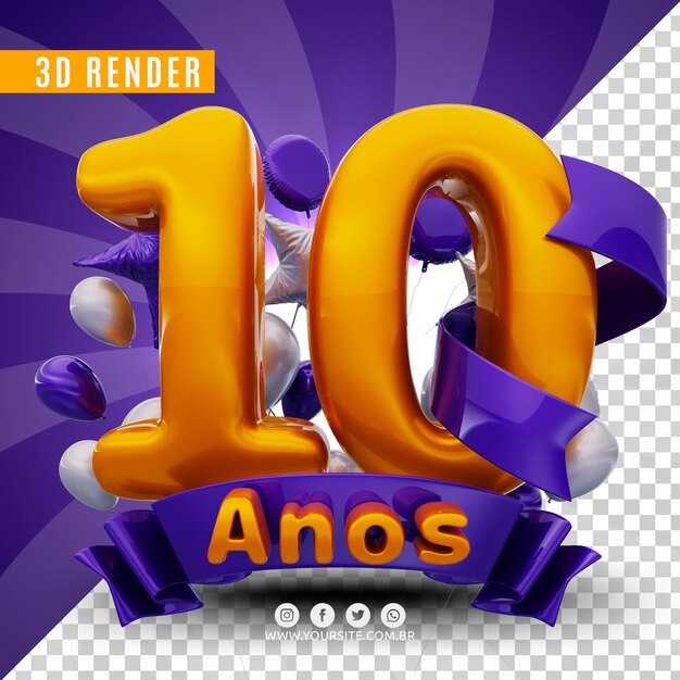 PSD logotipo de aniversário 3d para empresas e eventos