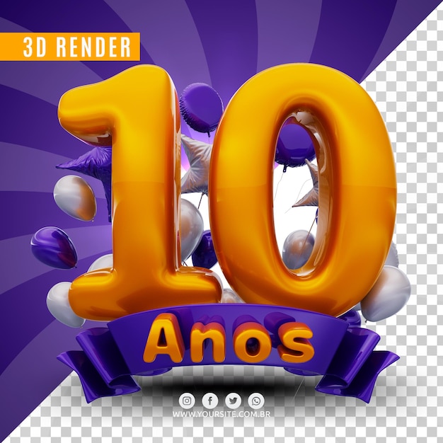 PSD logotipo de aniversário 3d para empresas e eventos