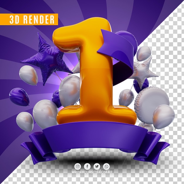 PSD logotipo de aniversário 3d para empresas e eventos