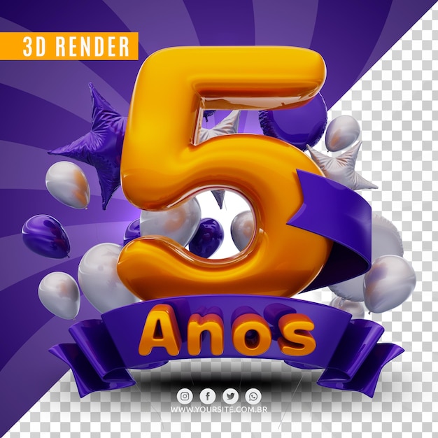 PSD logotipo de aniversário 3d para empresas e eventos