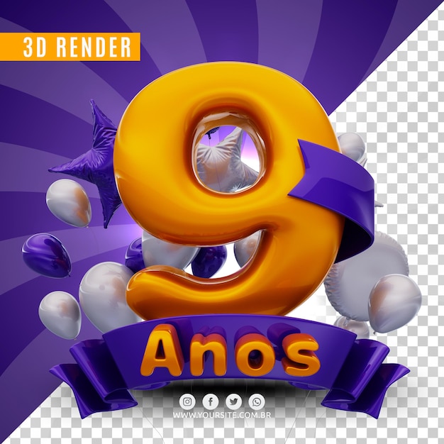 Logotipo de aniversário 3d para empresas e eventos