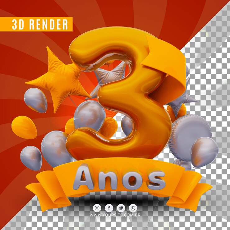 PSD logotipo de aniversário 3d para empresas e eventos