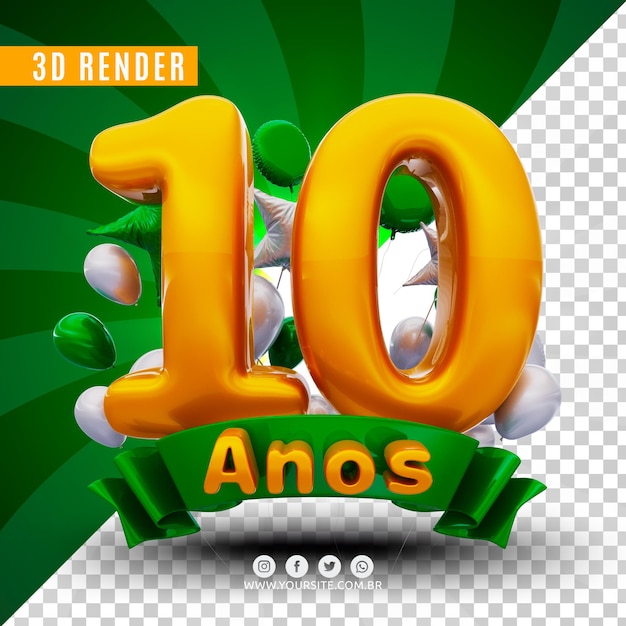 logotipo de aniversário 3D para empresas e eventos