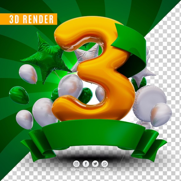 logotipo de aniversário 3D para empresas e eventos