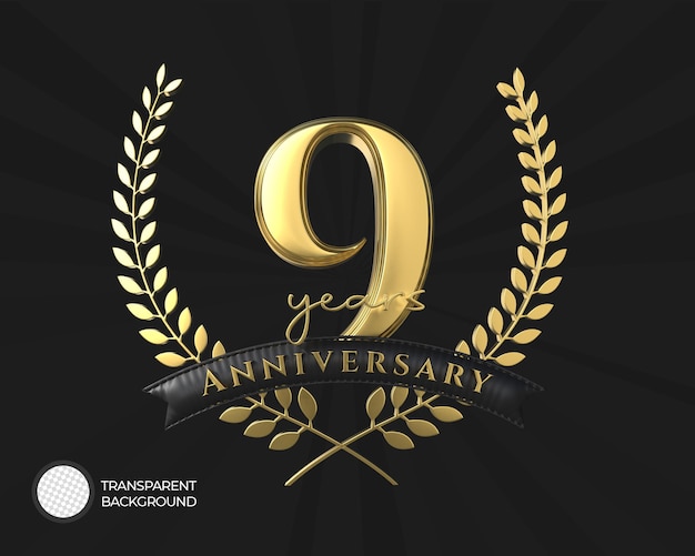 Logotipo de aniversário de 9 anos 3d