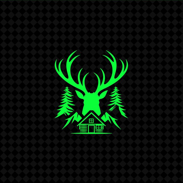 PSD logotipo de árvore de aspen rústica com chifres decorativos e projetos vetoriais de plantas criativas de cabin des