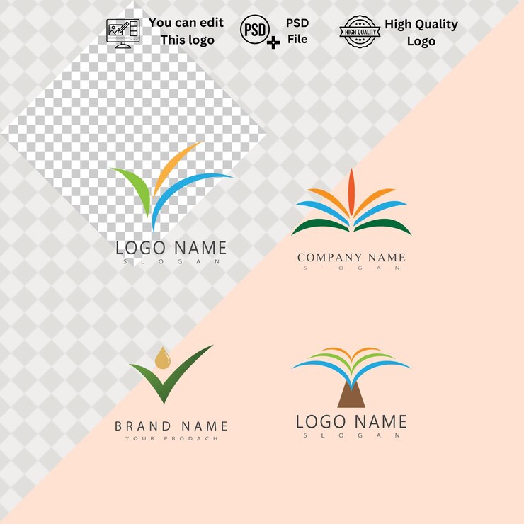 PSD logotipo de árvore moderno e minimalista em fundo transparente
