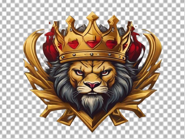 PSD logotipo de cabeça de leão em fundo transparente