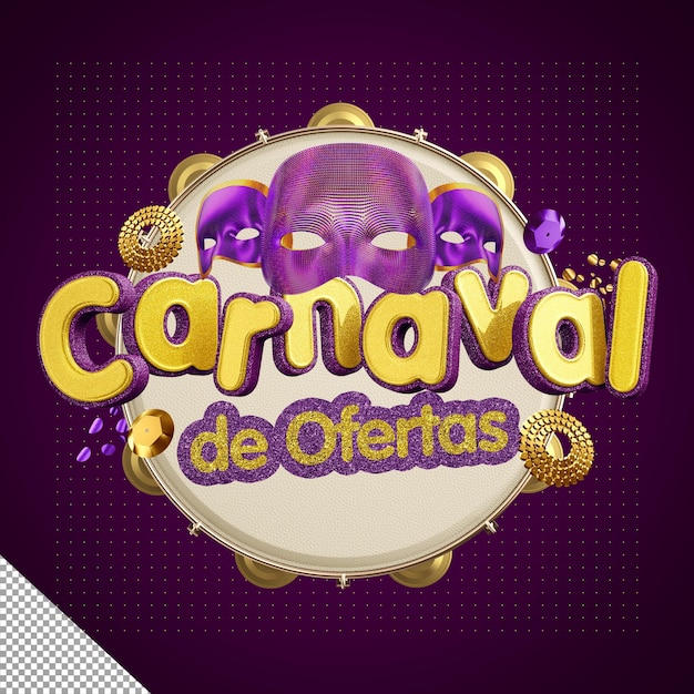 Logotipo de carnaval 3d de ofertas para vendas