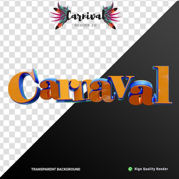 logotipo de carnaval de renderização 3D com glitter violeta realista