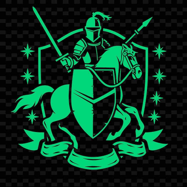 PSD logotipo de cavaleiro de justa medieval com lanças e cavalos f designs vetoriais tribais criativos
