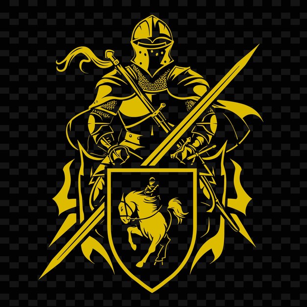 PSD logotipo de cavaleiro de justa medieval com lanças e cavalos f designs vetoriais tribais criativos