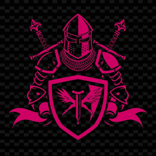 PSD logotipo de crista de cavaleiro de justa medieval com lanças de justa e projetos vetoriais tribais criativos