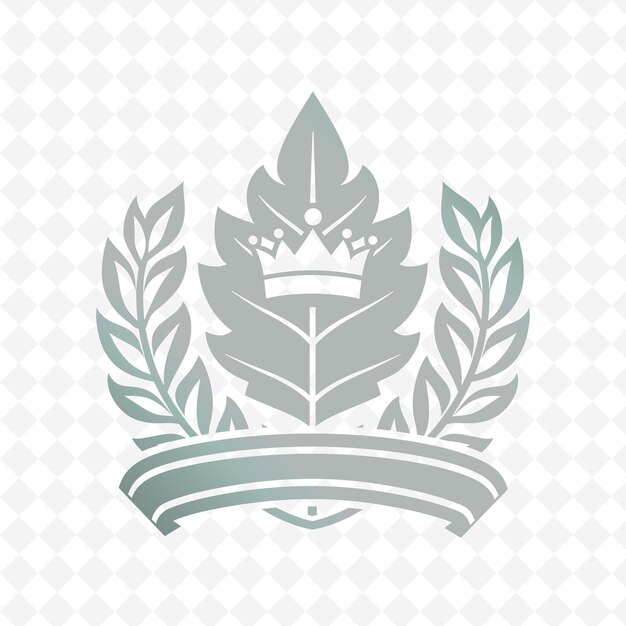 PSD logotipo de crista de folha de hortelã com fita decorativa e coroa em coleções de design vetorial de ervas naturais lea