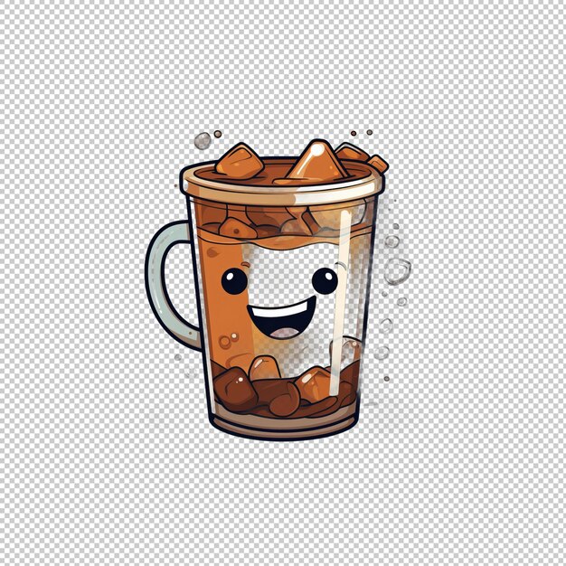 PSD logotipo de desenho animado cold brew isolado iso de fundo