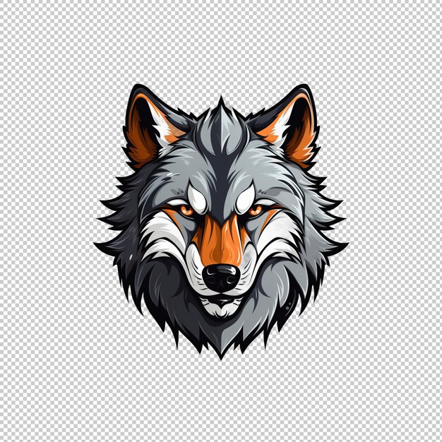 PSD logotipo de desenho animado lobo fundo isolado