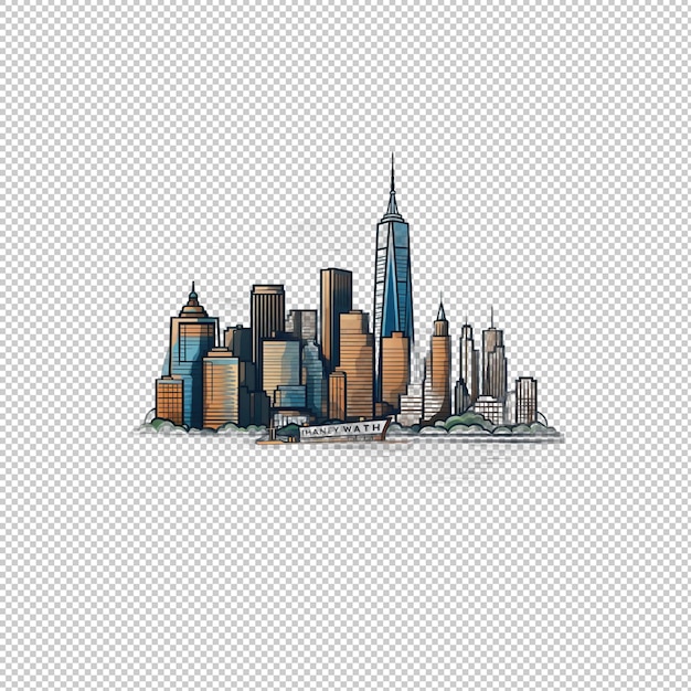 PSD logotipo de desenho animado manhattan isolado iso de fundo