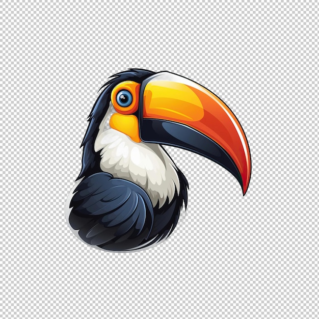 PSD logotipo de desenho animado tucan isolado fundo isolado