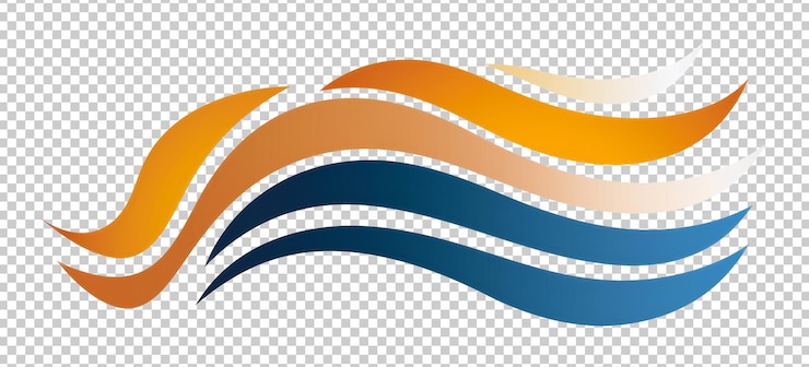 PSD logotipo de design abstrato ondulado turquesa e laranja isolado em fundo transparente