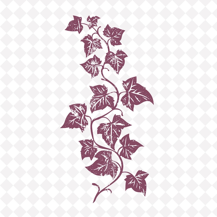PSD logotipo de ivy vine desenhado à mão com uma textura esboçada e desenhos vetoriais de plantas criativas de li