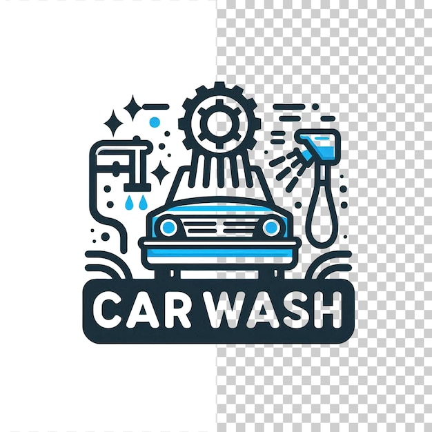 Logotipo de lavagem de carros em fundo branco isolado em fundo transparente png