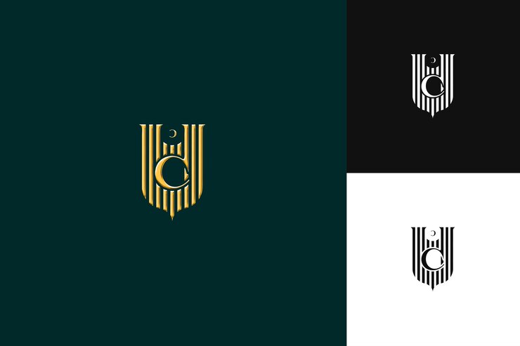 PSD logotipo de letra c com vibração luxuosa monograma logotipo de estilo de design ilustração logotipo de desenho vetorial