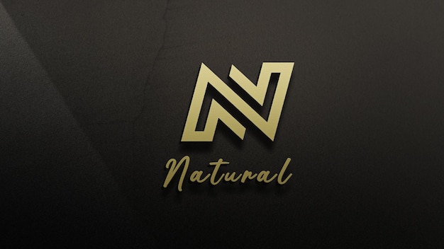 logotipo de maquete 3d de textura dourada no fundo da parede