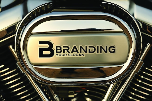 PSD logotipo de marca de metal no motor de motocicleta
