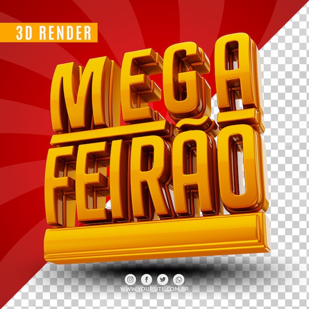 PSD logotipo de mega venda 3d para empresas