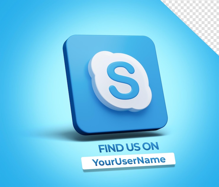 PSD logotipo de mídia social do ícone do skype símbolo do logotipo do skype 3d psd transparente