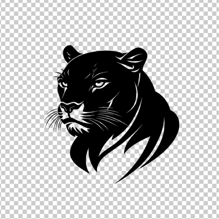 logotipo de moda com pantera preta em fundo transparente