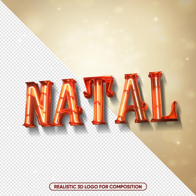 PSD logotipo de natal 3d de texto realista