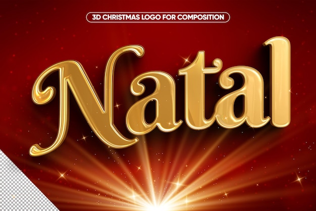 Logotipo de natal 3d isolado em fundo vermelho para composição