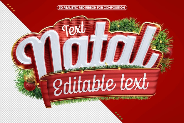 PSD logotipo de natal 3d para composição com texto editável